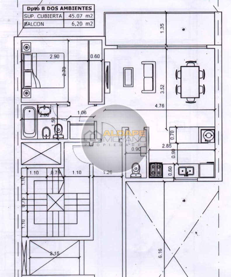 Se vende departamento dos ambientes con cochera, a estrenar (caseros Centro)