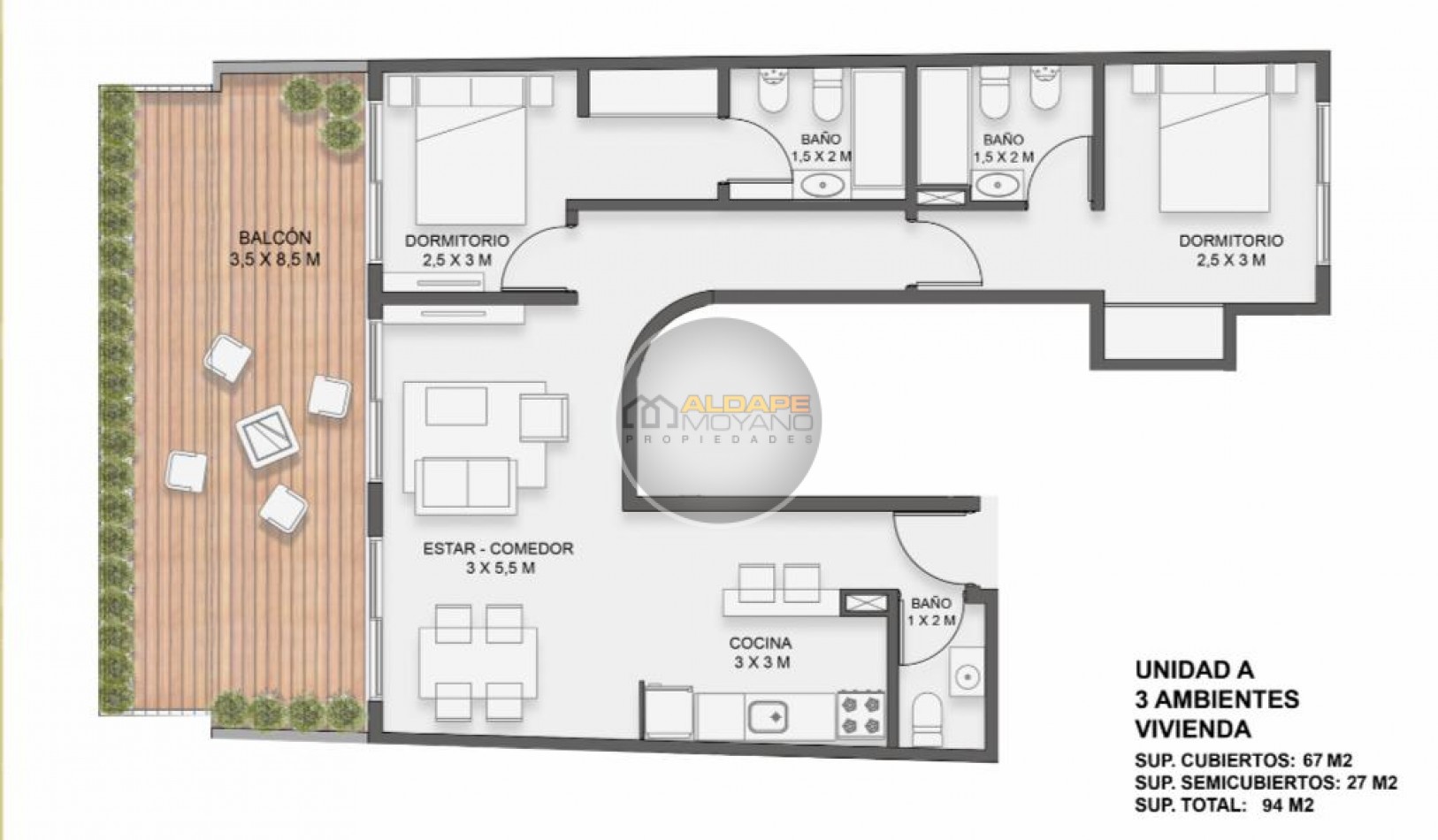 Se vende departamentosemi piso, tres amb. A estrenar!! (Villa Lugano)